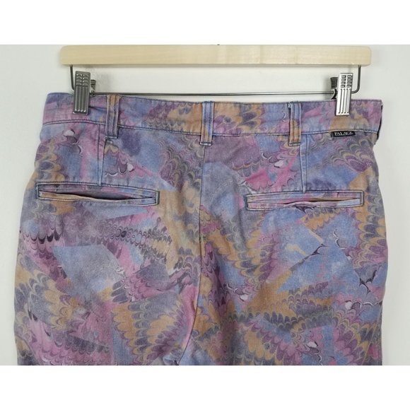 Palace Men's Sz. 32 Marbled Multicolor Raw Hem Cropped Chino Denim Pants - Picture 8 of 8